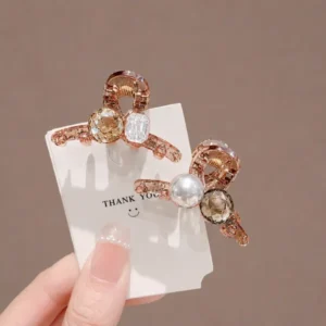Pearl Stone Hair Clip Set for Women Set of two pearl and rhinestone gem hair claw clips for women